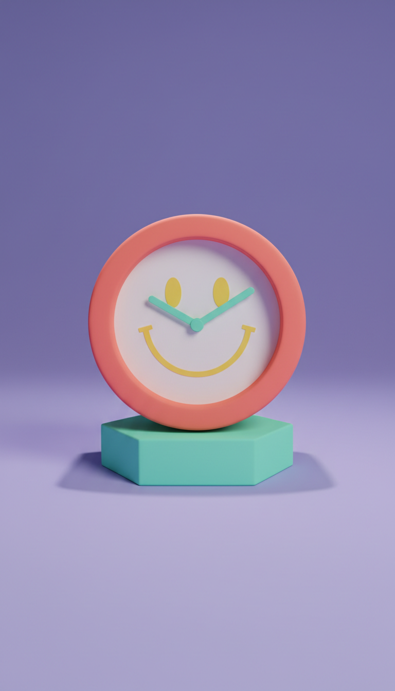 Coral Fizz Smiley Desk Clock