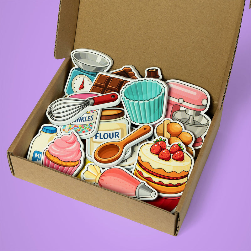 Tiny Baker magnet set in its box, updated angled product photo