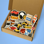 Tiny Builder magnet set in its box, updated angled product photo